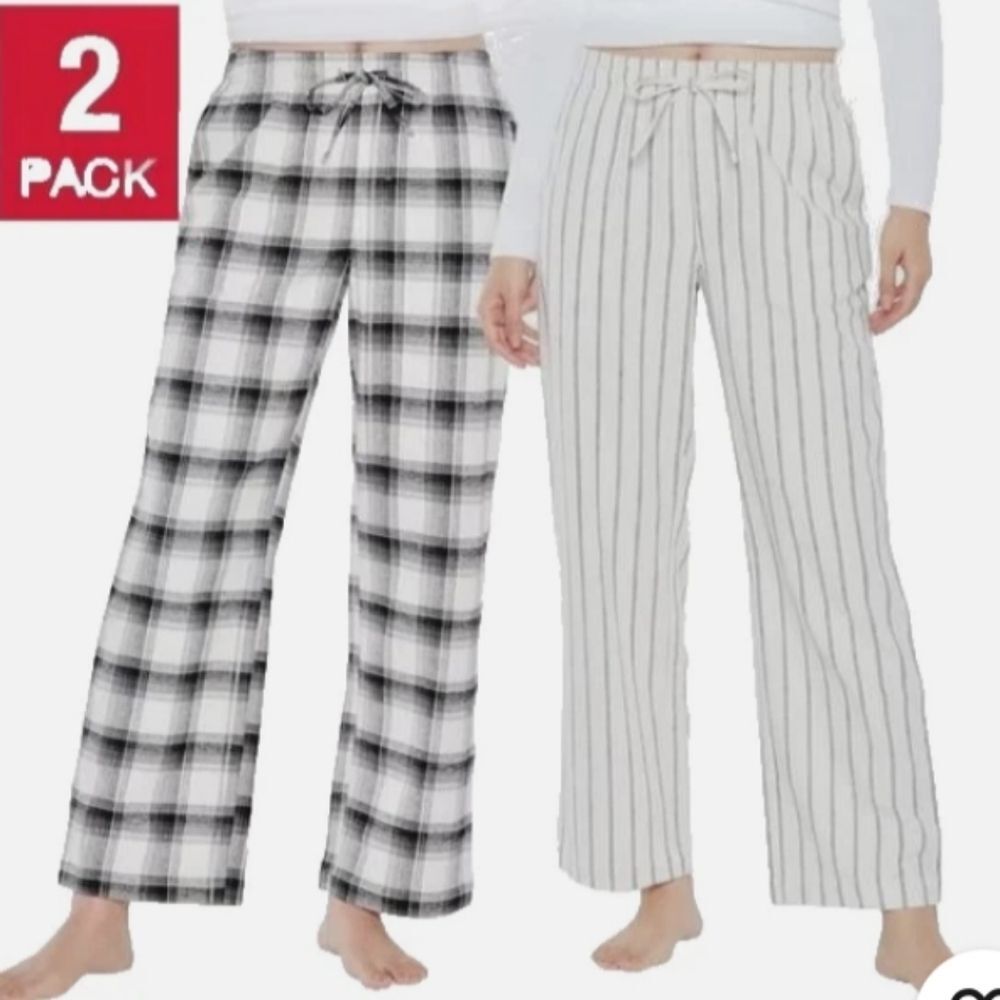 New GAP 2-Pack Flannel Pajama Pants XL 16 18 Plaid Stripes